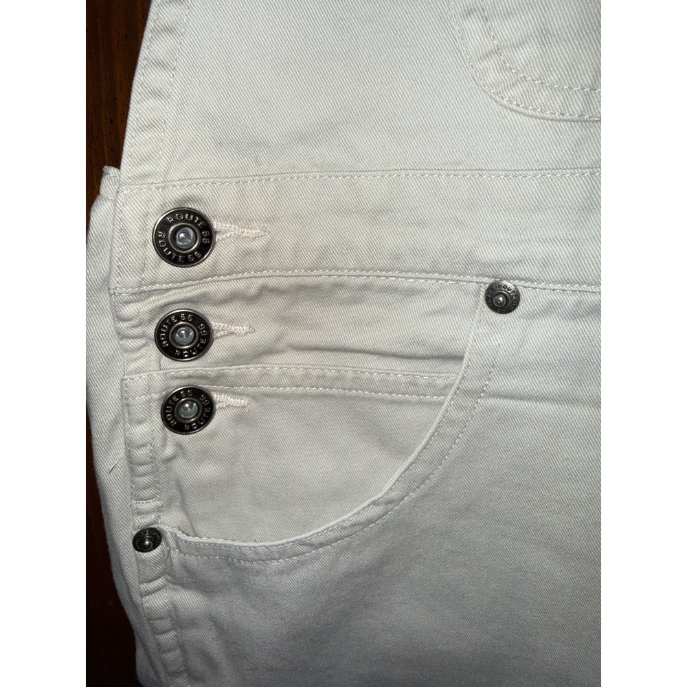 Vintage Route 66 Kids Off White Cotton Denim Shortall Overalls Size 10/12 - Picture 2 of 8